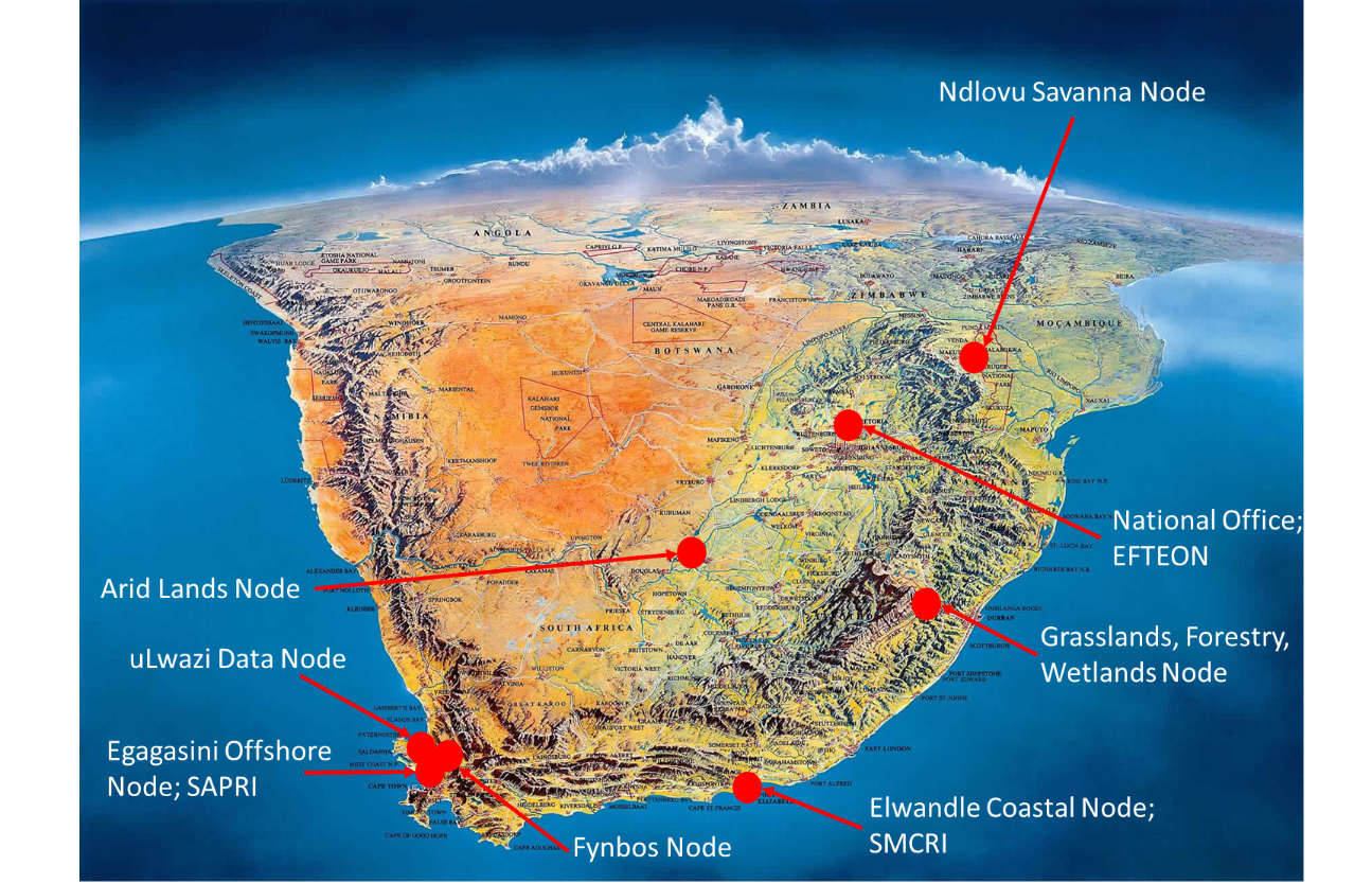 Map of SAEON nodes